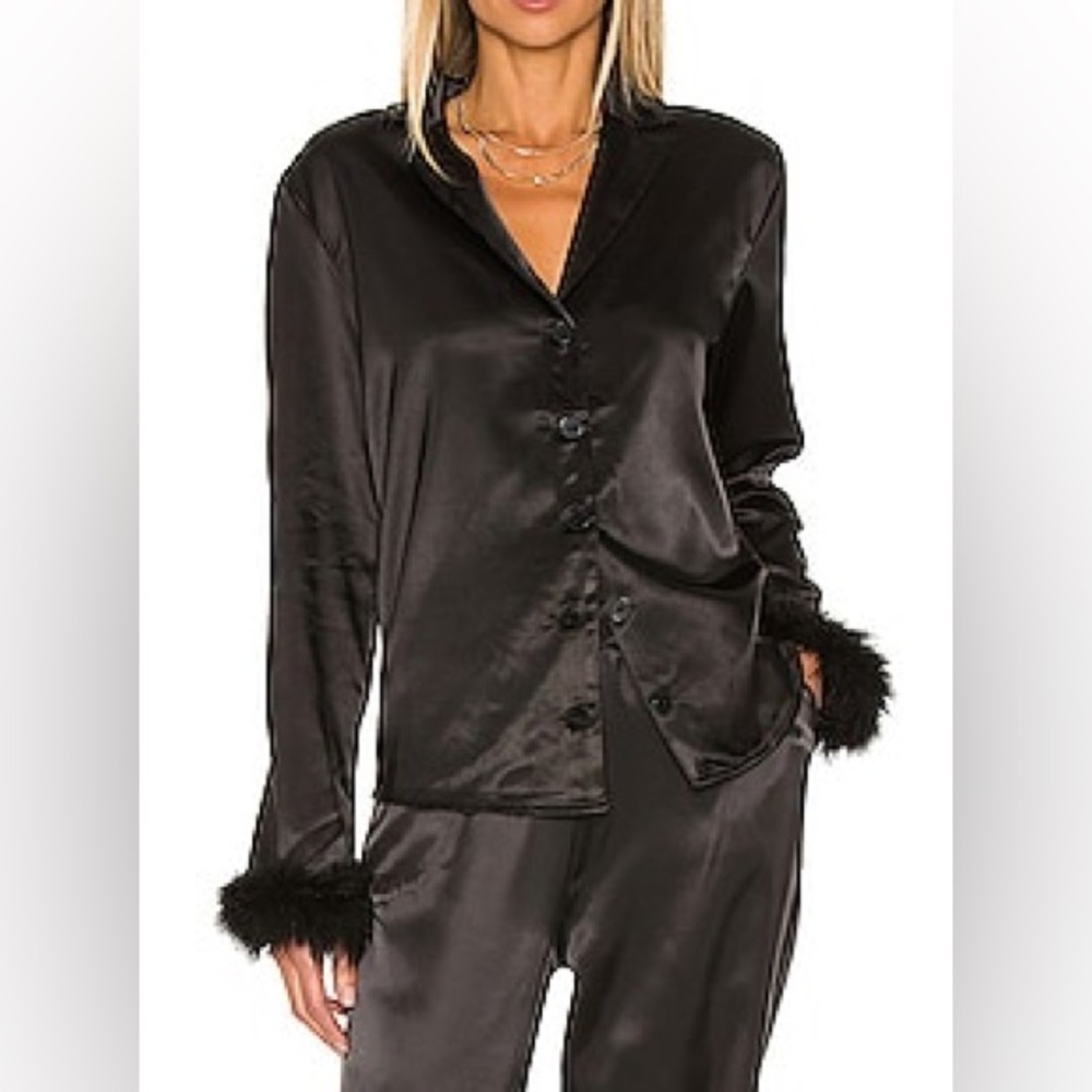 Ow intimates Sky Feather Shirt in Black size S. NWOT